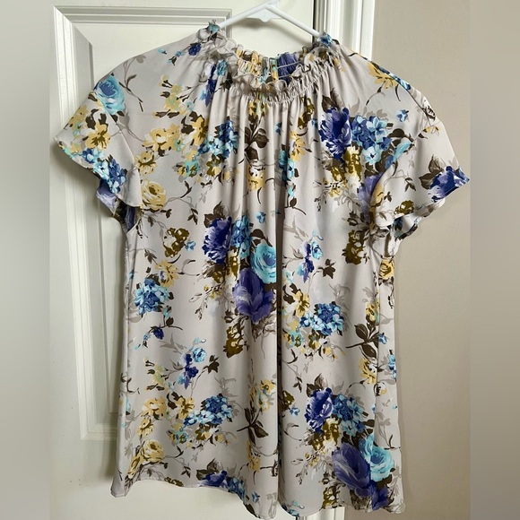 Express Tops - Like new Express top in M.  Neutral beige top with beautiful flower accents.